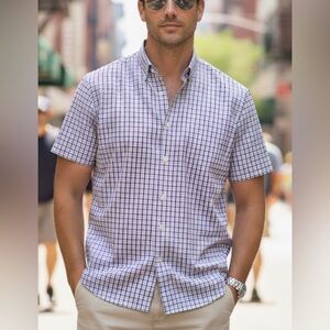 Hawker Rye Shirt  Blue Pink Plaid Short Sleeve Button XXL Stitch Fix Men's 2XL